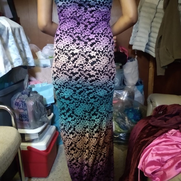 Beautiful two color  dress purple  and teal strapless - Picture 3 of 6